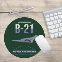 Thumbnail for B-21 Raider design on dark green round mouse pad