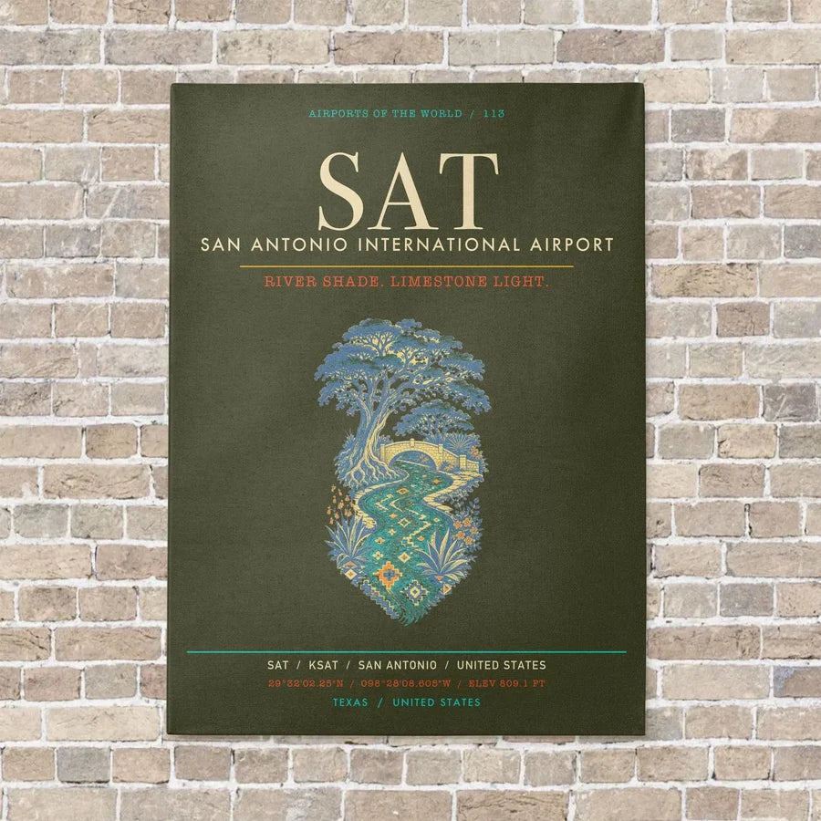 San Antonio International Airport SAT - Canvas Framed - Green Army