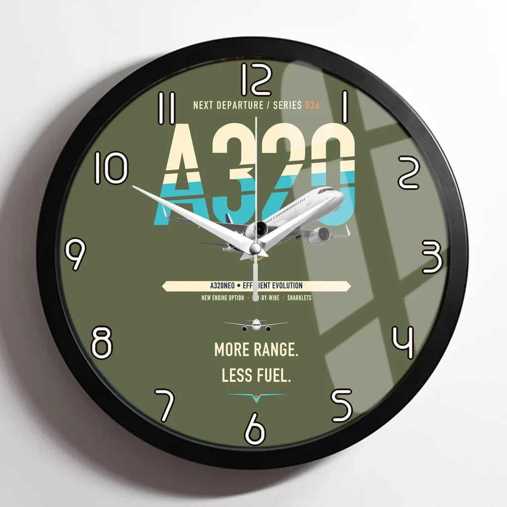Airbus A320neo design on green army framed wall clock