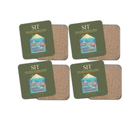 Thumbnail for Sitka Rocky Gutierrez Airport (SIT) design on green army 4 pieces set coaster