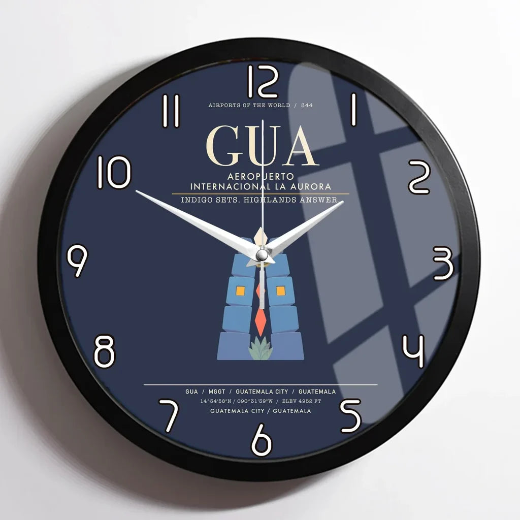Aeropuerto Internacional La Aurora GUA  Guatemala City Wall-Clock Framed - Navy Blue