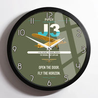 Thumbnail for Piper J-3 Cub design on green army framed wall clock