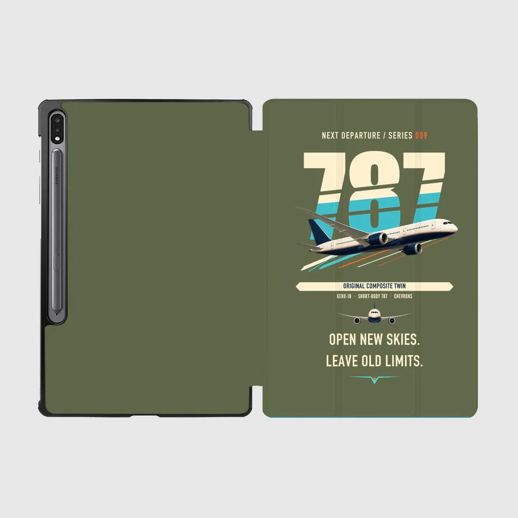 Boeing 787-8 Dreamliner design on green army samsung tablet tablet case