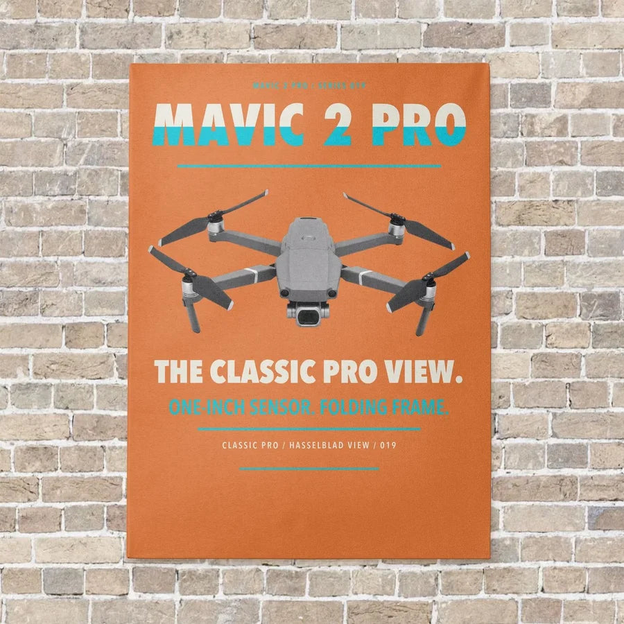 DJI Mavic 2 Pro vertical canvas print - no frame - orange background