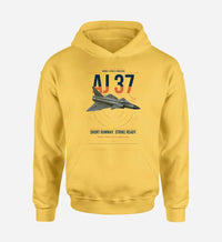 Thumbnail for Saab AJ 37 Viggen design on yellow double-side hoodie, single-side print