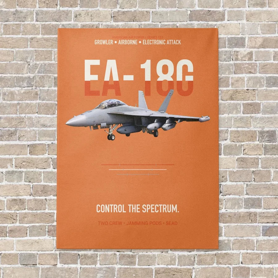 EA-18G Growler Control The Spectrum vertical canvas print - no frame - orange background
