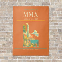 Thumbnail for Malmo Airport MMX vertical canvas print - no frame - orange background