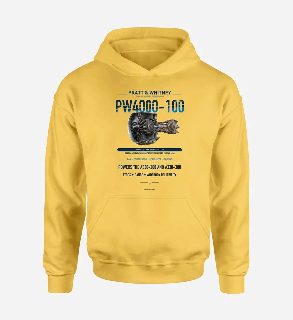 PW4000-100 design on yellow hoodie single side