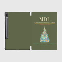 Thumbnail for Mandalay International Airport (MDL) design on green army samsung tablet tablet case