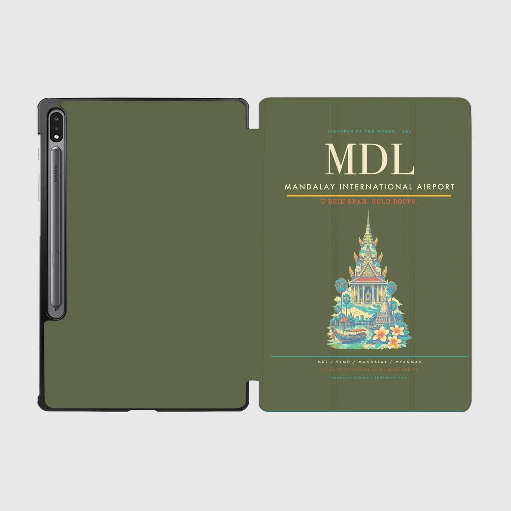 Mandalay International Airport (MDL) design on green army samsung tablet tablet case
