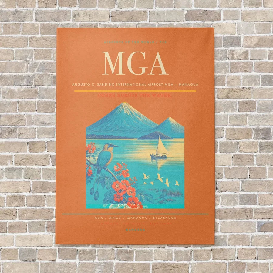Augusto C. Sandino International Airport MGA — Managua vertical canvas print - no frame - orange background