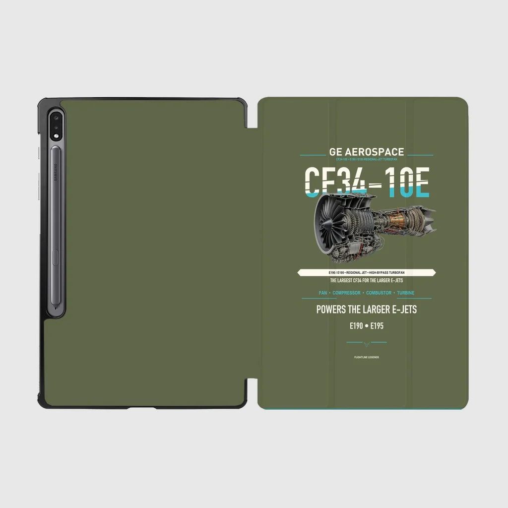 CF34-10E design on green army samsung tablet tablet case