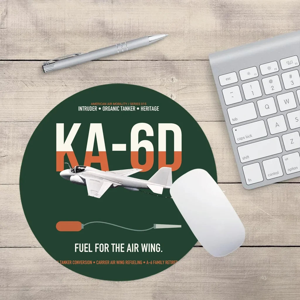 KA-6D Intruder design on dark green round mouse pad