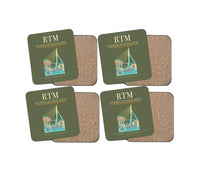 Thumbnail for Rotterdam The Hague Airport (RTM) design on green army 4 pieces set coaster