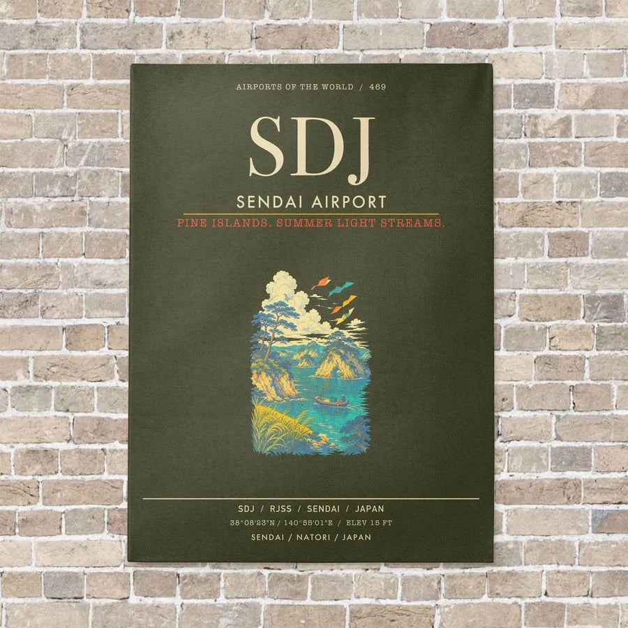 Sendai Airport SDJ - Canvas Framed - Green Army