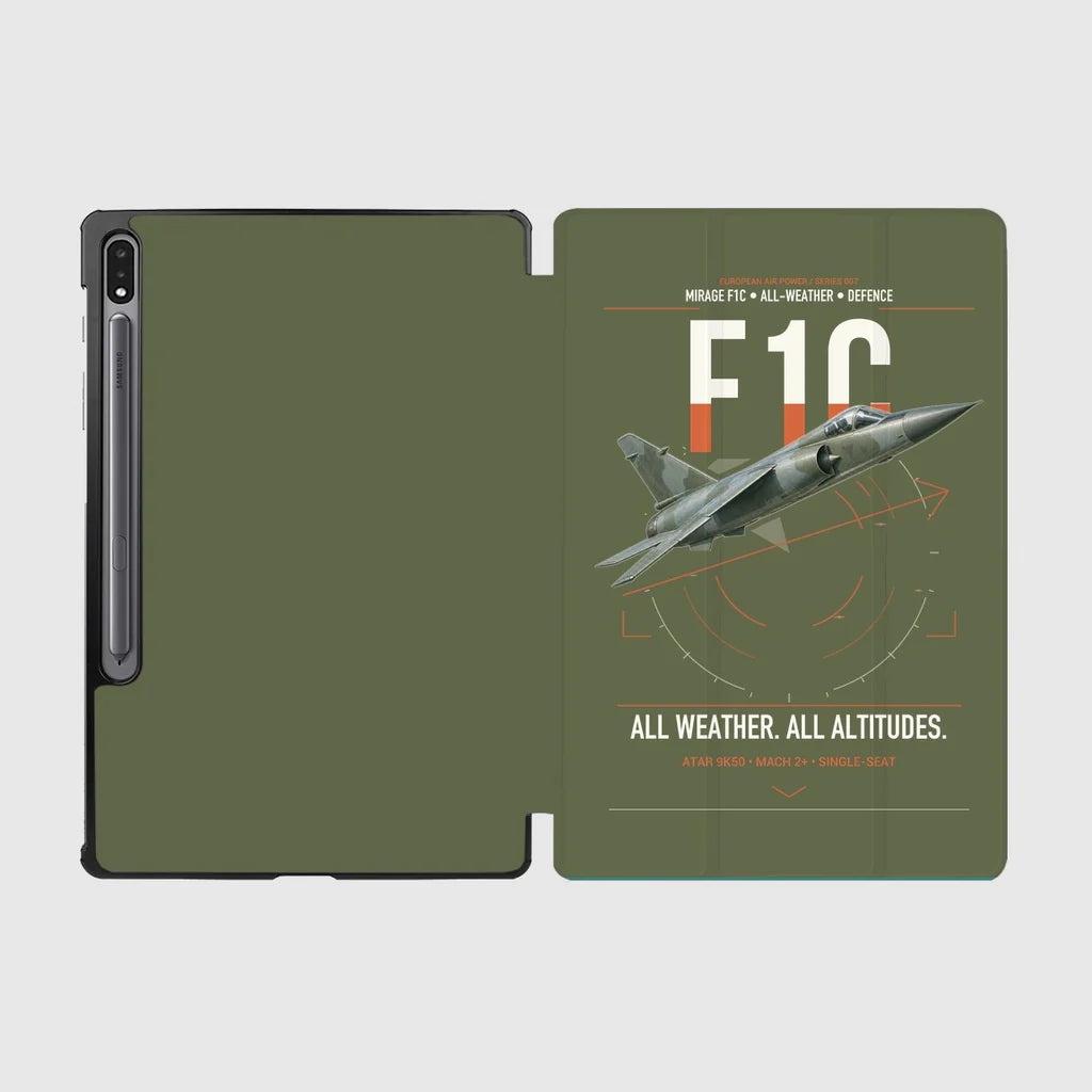 Dassault Mirage F1C design on green army samsung tablet tablet case
