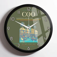 Thumbnail for Cadjehoun Airport (COO) design on green army framed wall clock