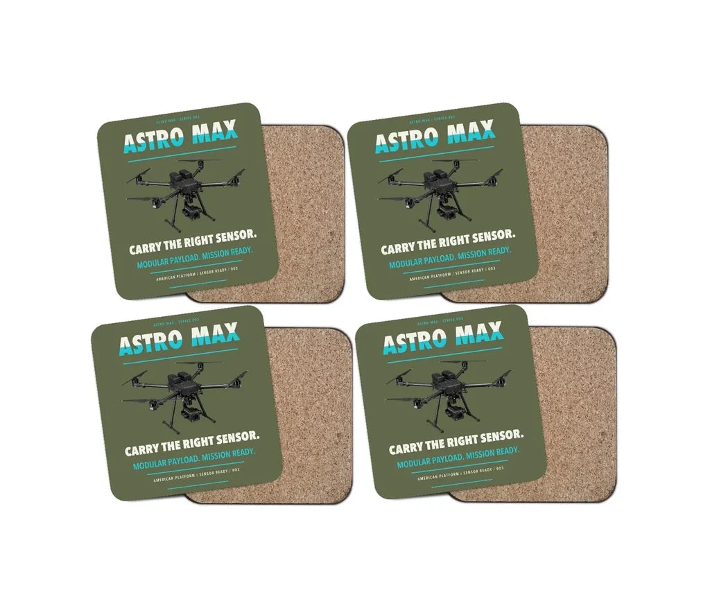 Freefly Astro Max design on green army 4 pieces set coaster