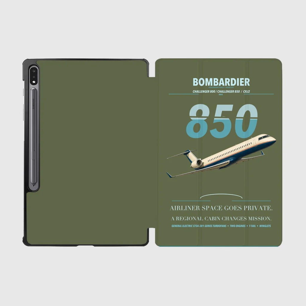 Bombardier Challenger 850 design on green army samsung tablet tablet case