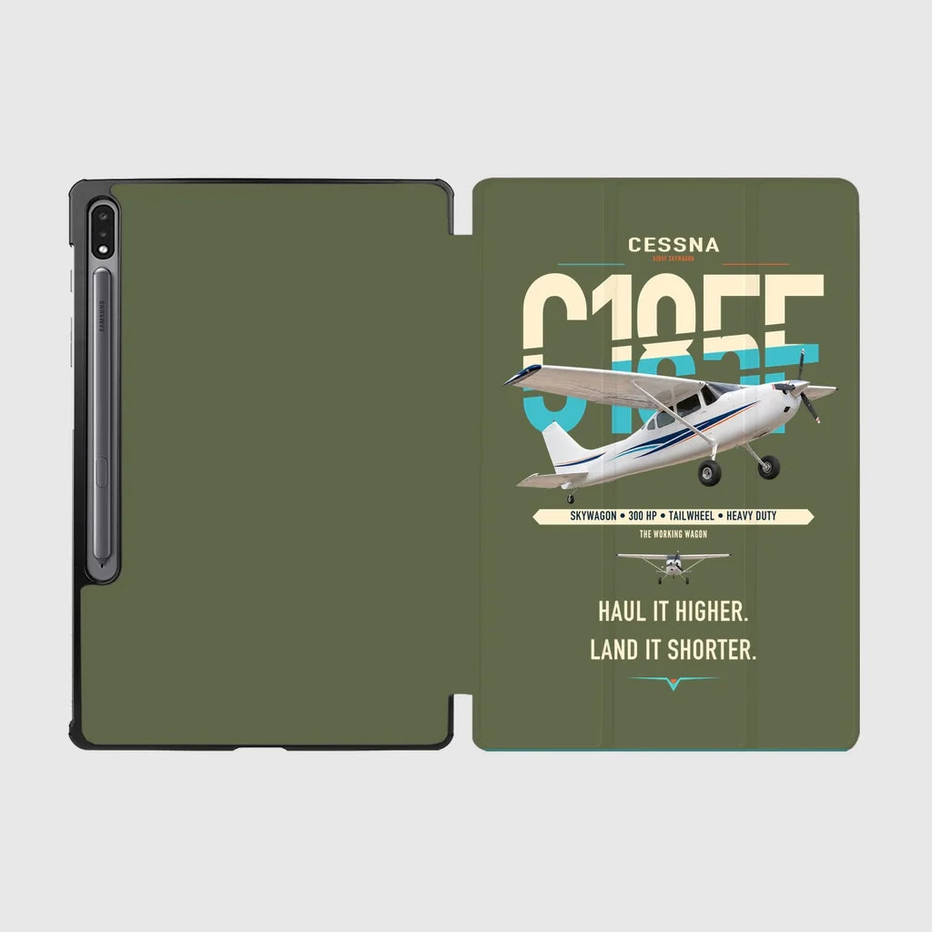 Cessna A185F Skywagon design on green army samsung tablet tablet case