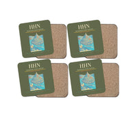 Thumbnail for Frankfurt-Hahn Airport (HHN) design on green army 4 pieces set coaster