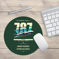 Thumbnail for Boeing 787-10 Dreamliner design on dark green round mouse pad