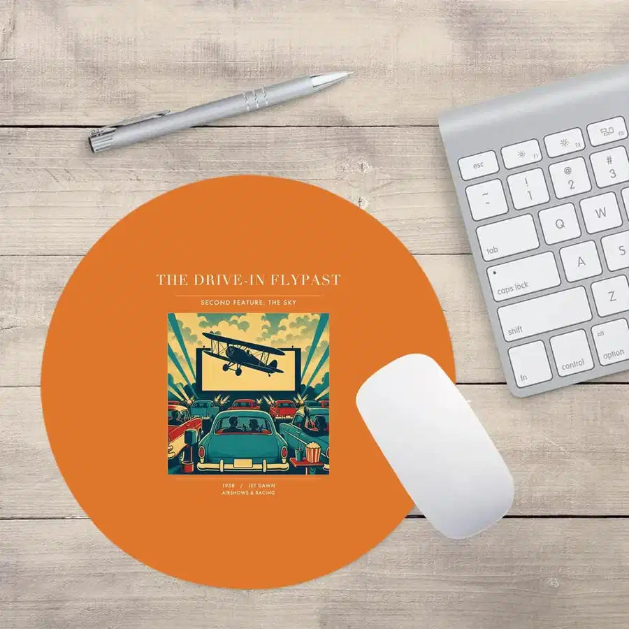 VINTAGE G4397 - The Drive-In Flypast - Designed Mouse Pads design on orange round
