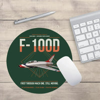 Thumbnail for F-100D Super Sabre design on dark green round mouse pad