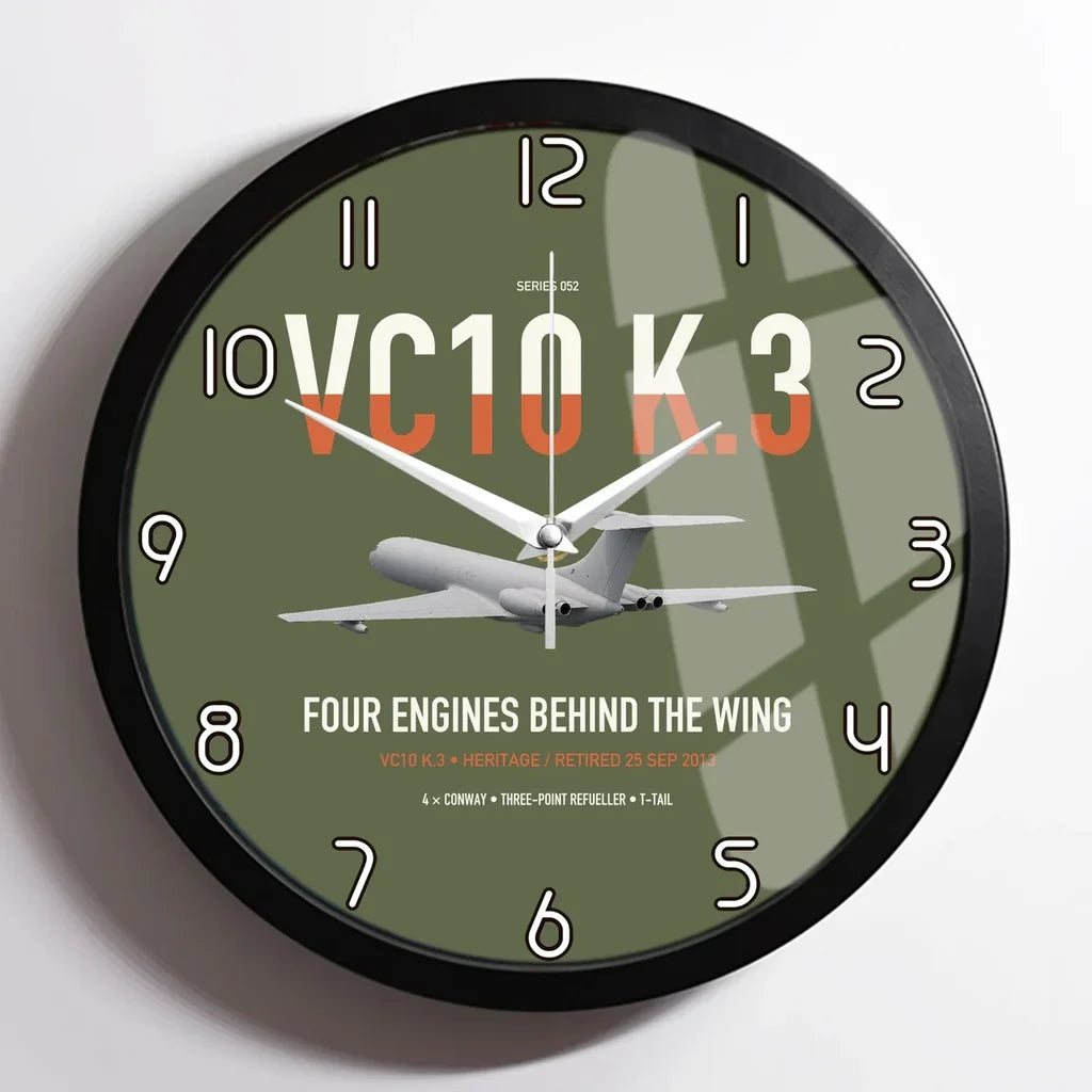 Vickers VC10 K.3 design on green army framed wall clock