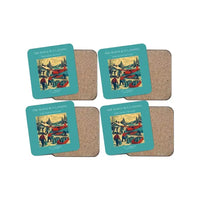 Thumbnail for The Maple Run Landing - Designed Coasters design on turquoise 4-pieces-set