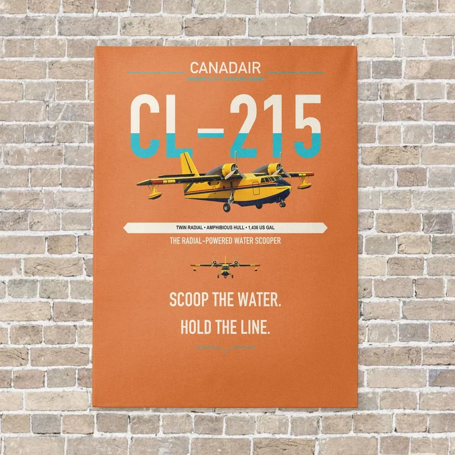 Canadair CL-215 vertical canvas print - no frame - orange background