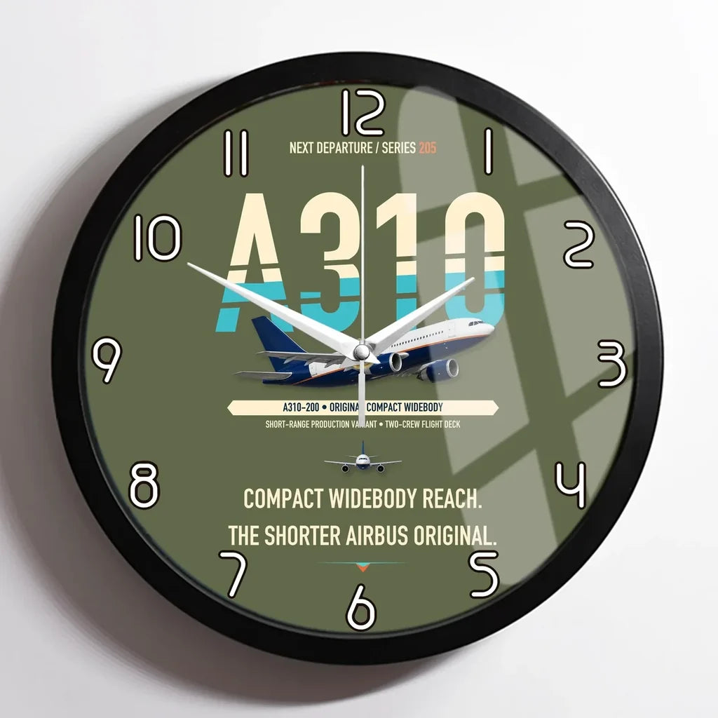 Airbus A310-200 design on green army framed wall clock