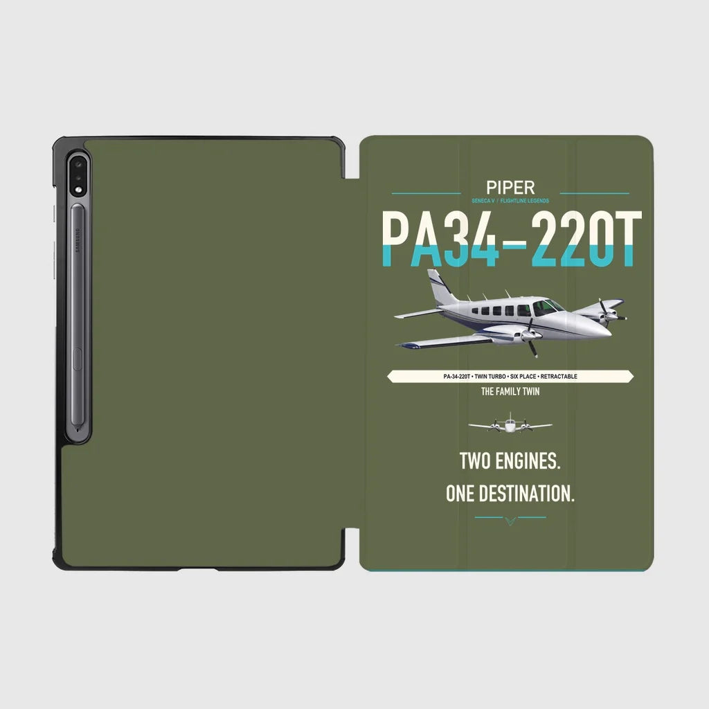 Piper PA-34-220T Seneca V design on green army samsung tablet tablet case