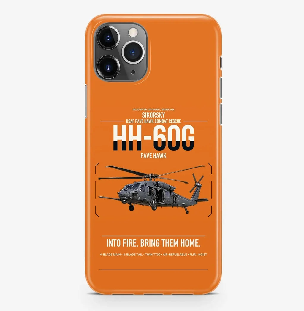 Sikorsky HH-60G Pave Hawk design on orange magsafe iphone case, for iPhone Pro Max