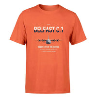 Thumbnail for Short Belfast C.1 design on orange double-side t-shirt, single-side print