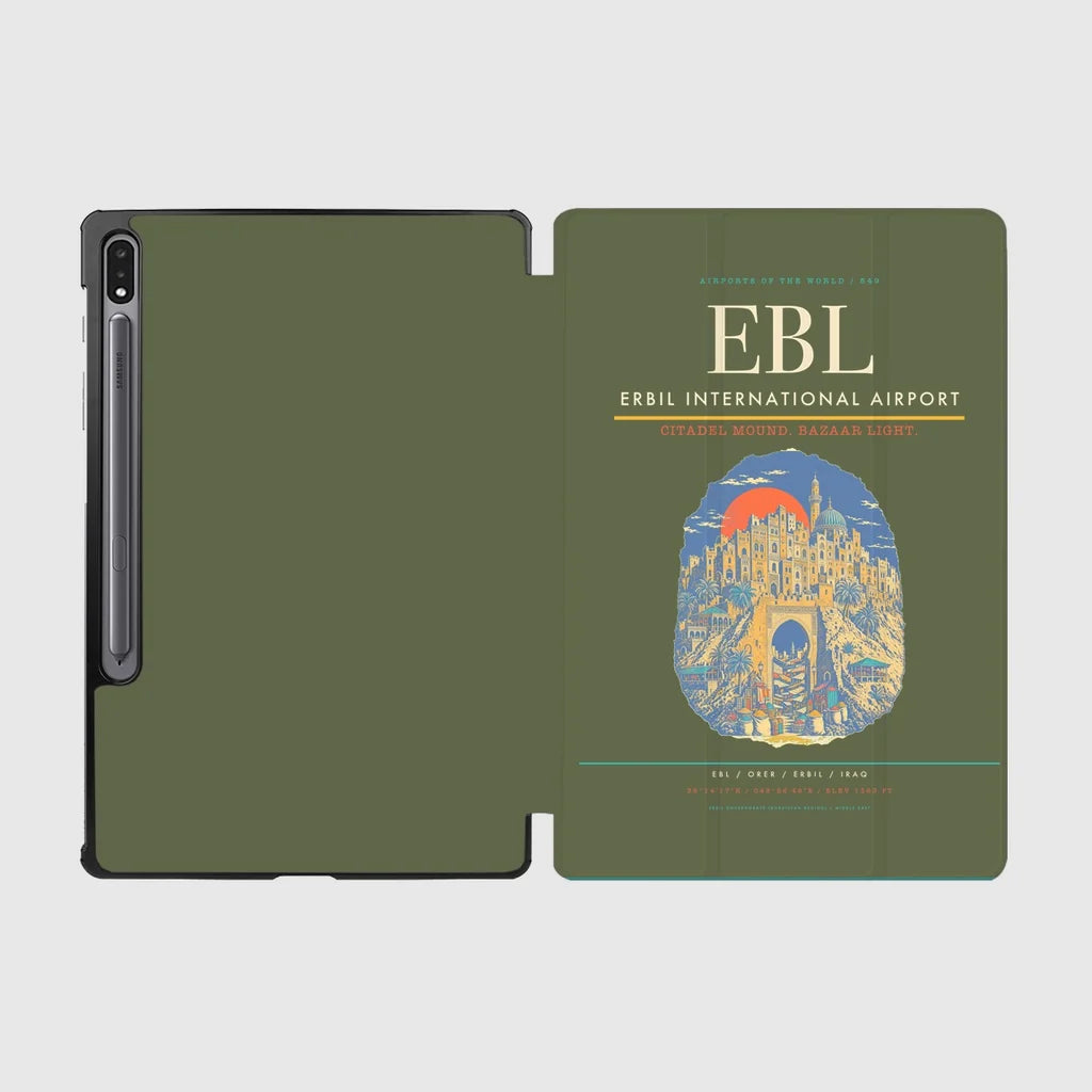 Erbil International Airport (EBL) design on green army samsung tablet tablet case