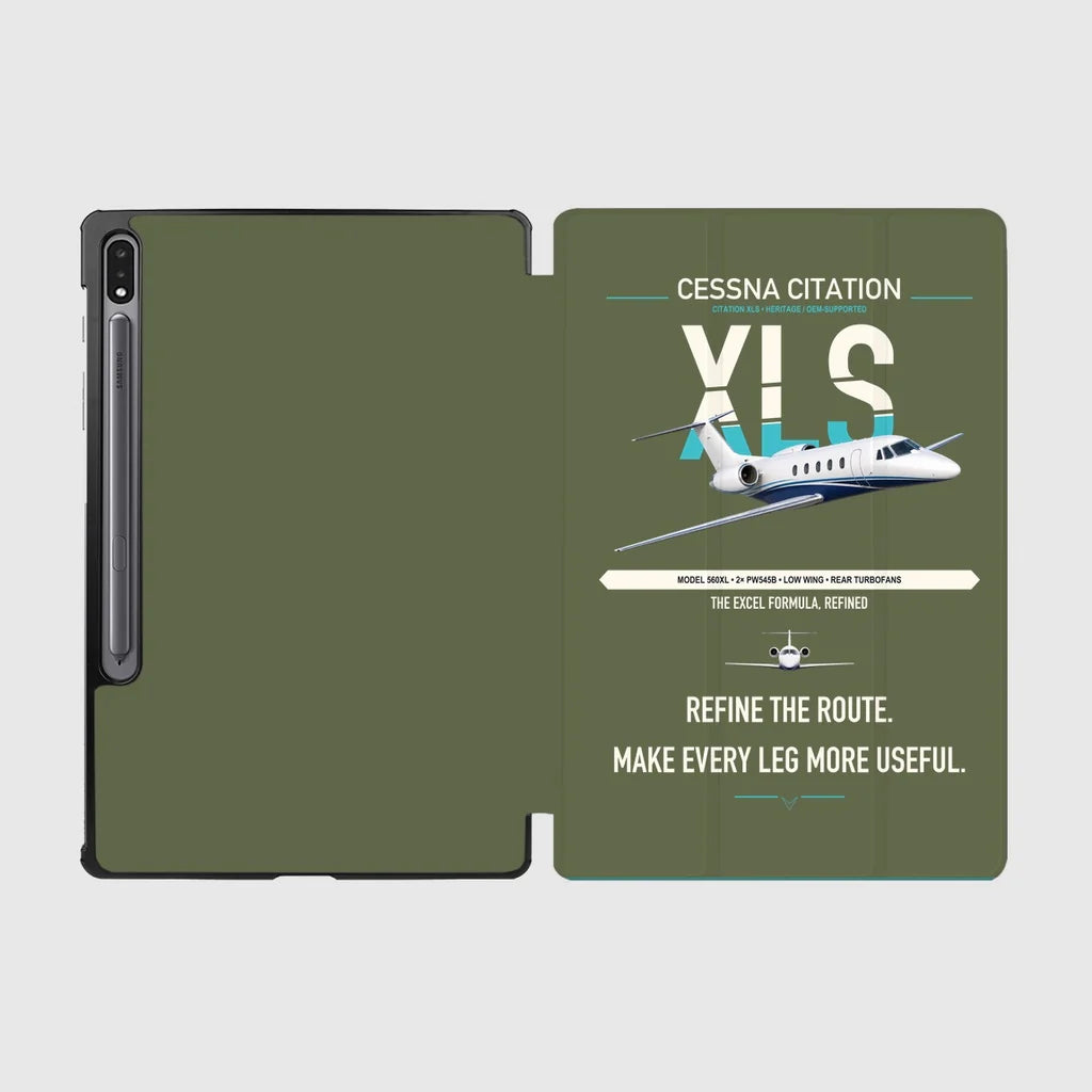 Cessna Citation XLS design on green army samsung tablet tablet case