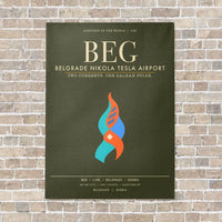 Thumbnail for Belgrade Nikola Tesla Airport BEG - Canvas Framed - Green Army