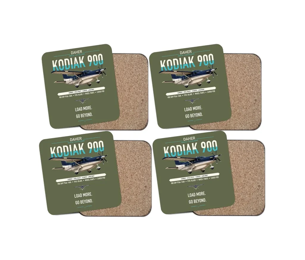 Daher Kodiak 900 design on green army 4 pieces set coaster