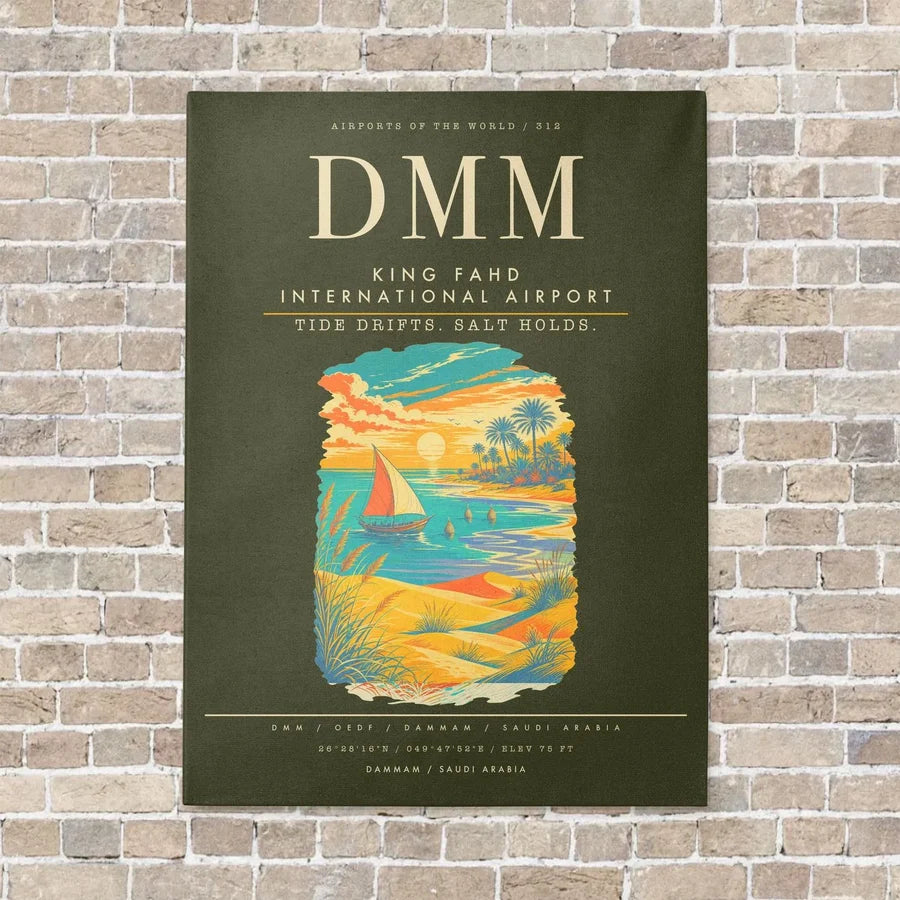 King Fahd International Airport DMM - Canvas Framed - Green Army