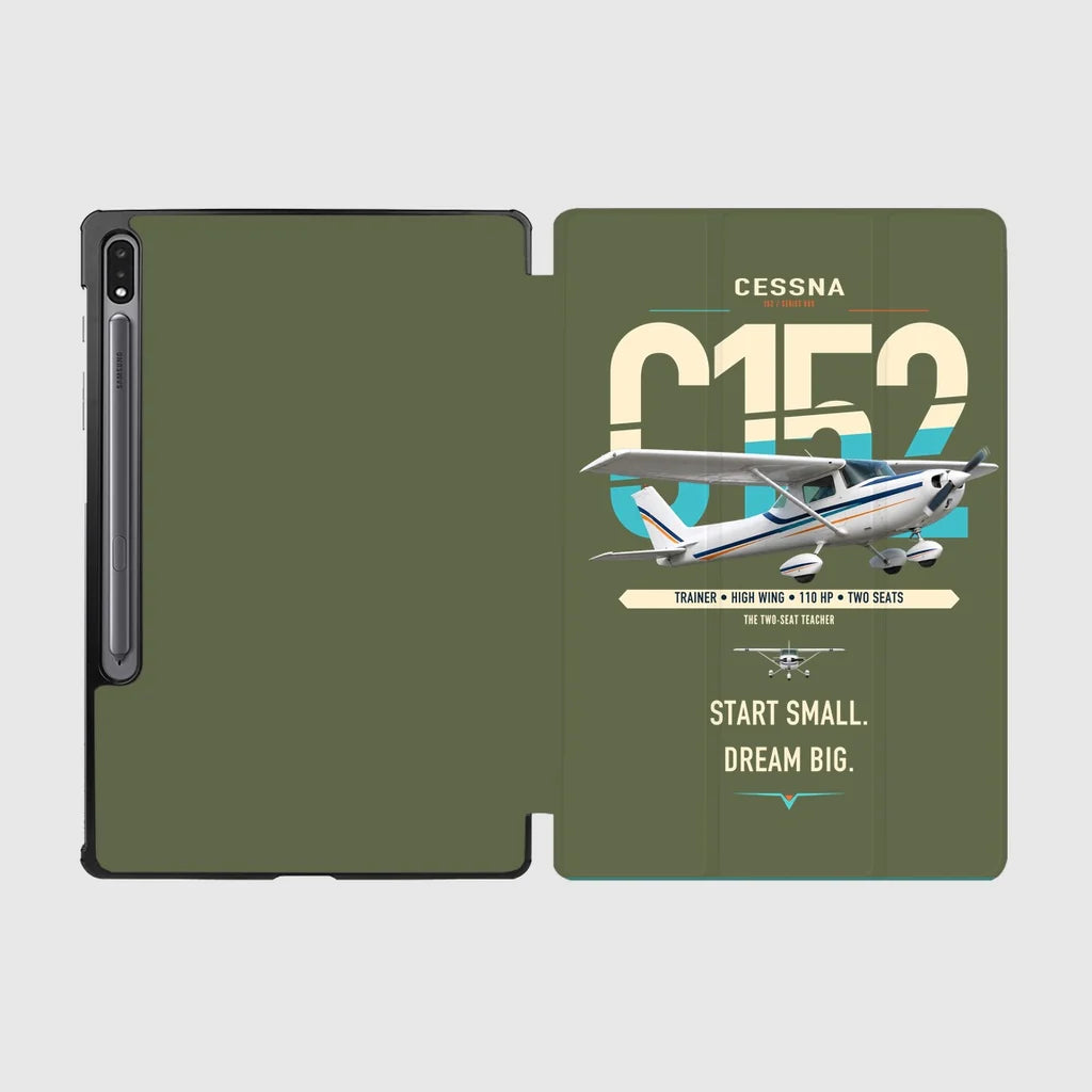 Cessna 152 design on green army samsung tablet tablet case