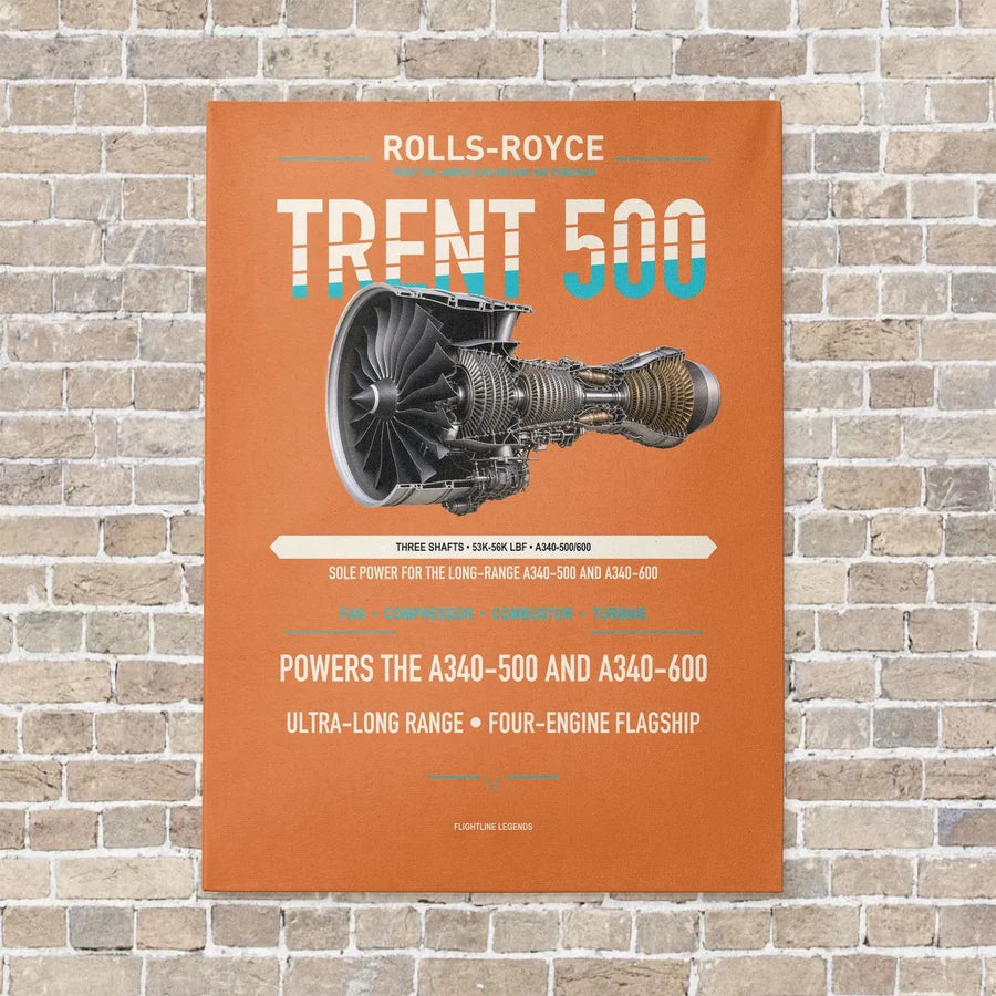 TRENT 500 vertical canvas print - no frame - orange background