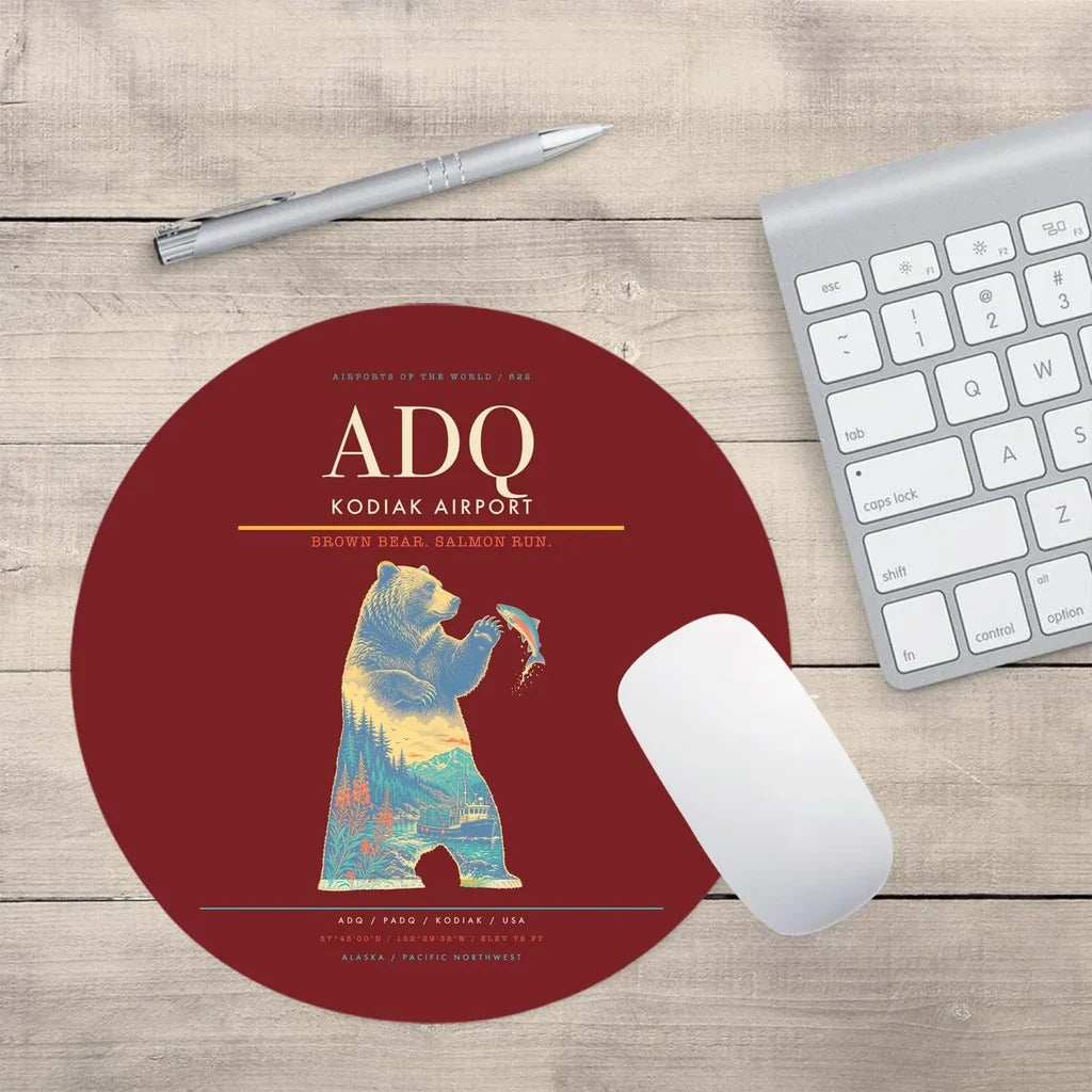 Kodiak Airport ADQ Mouse-Pad Round - Dark Red