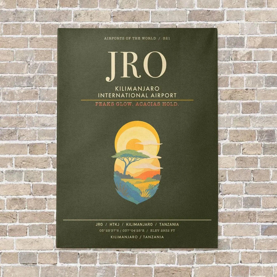 Kilimanjaro International Airport JRO - Canvas Framed - Green Army