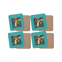 Thumbnail for The Hospital Flight South - Designed Coasters design on turquoise 4-pieces-set