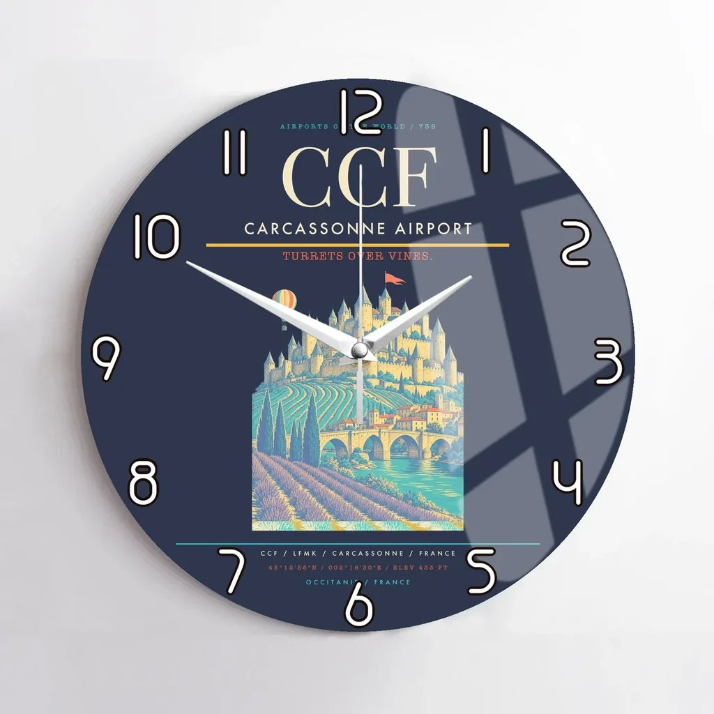 Carcassonne Airport CCF Wall-Clock No-Frame - Navy Blue