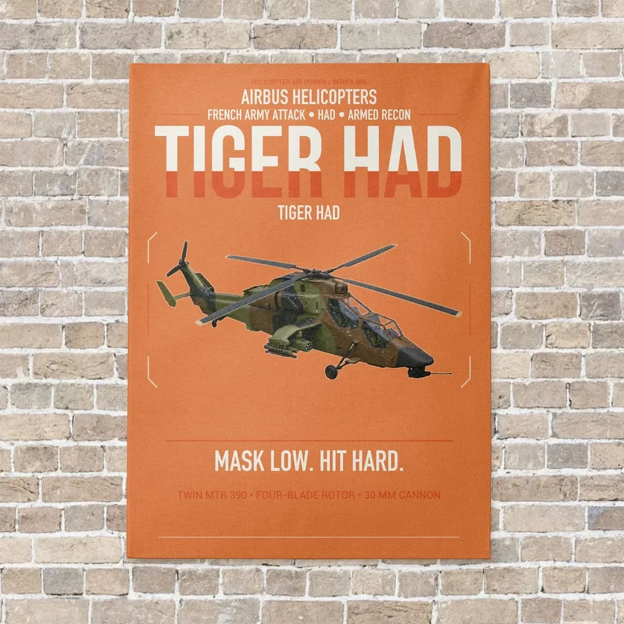 Airbus Helicopters Tiger HAD vertical canvas print - no frame - orange background