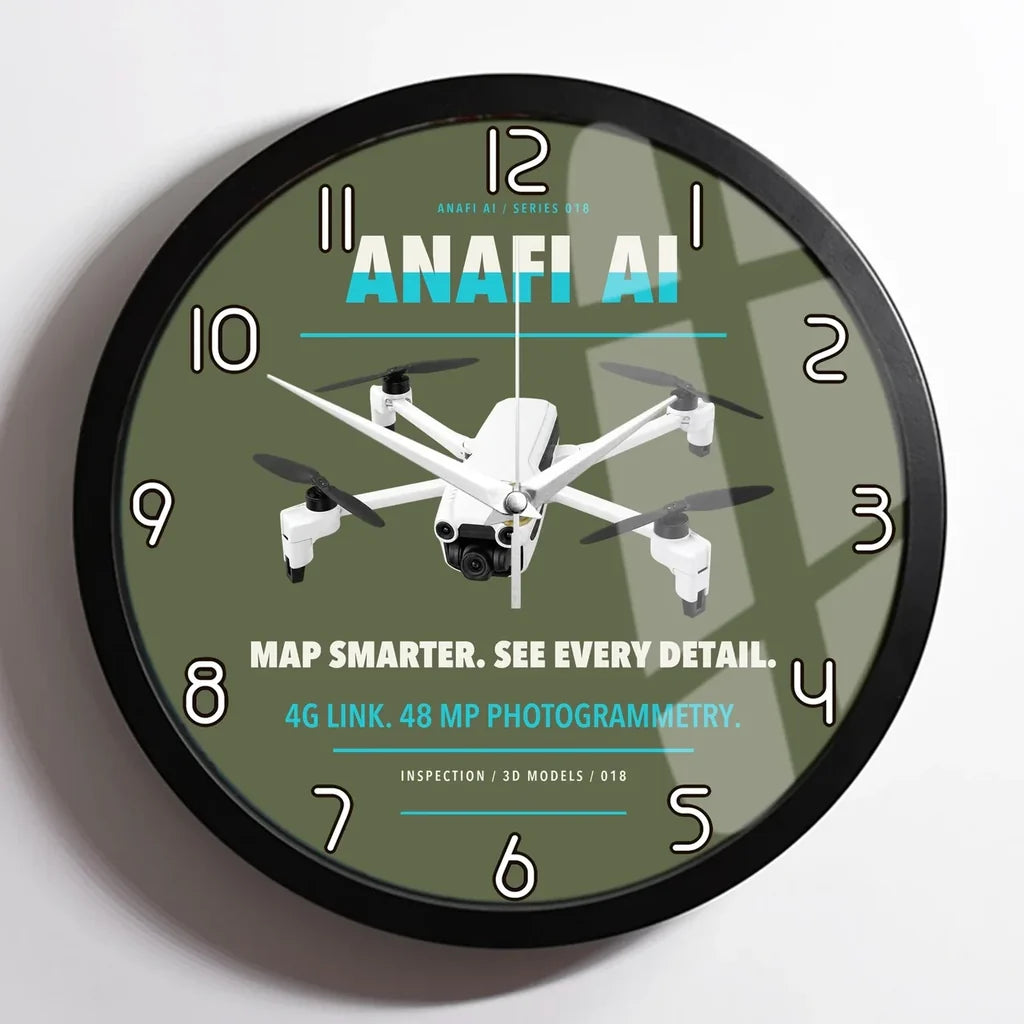 Parrot ANAFI Ai design on green army framed wall clock