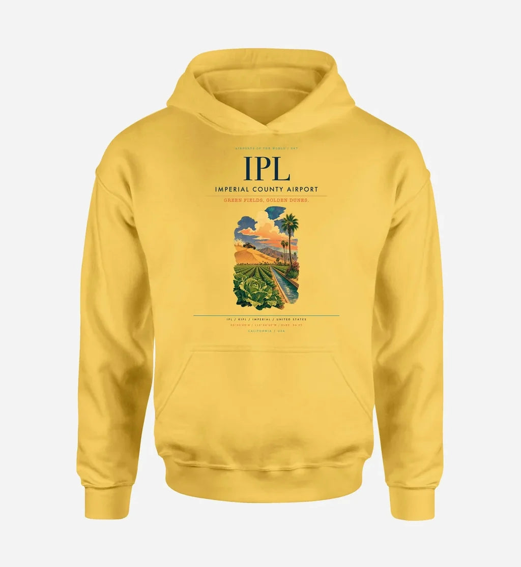 Imperial County Airport (IPL) design on yellow hoodie single-side print