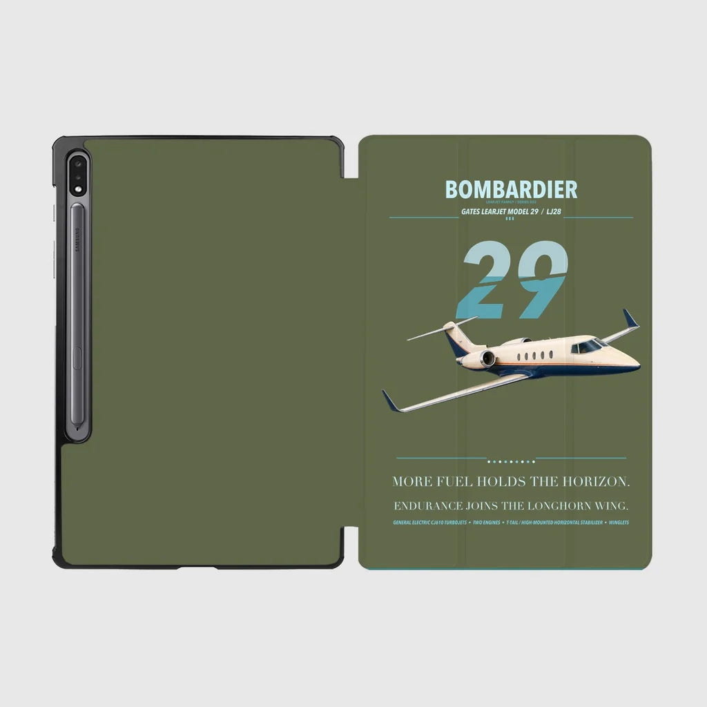 Bombardier Learjet 29 design on green army samsung tablet tablet case